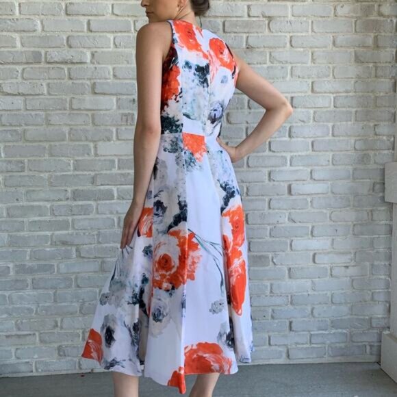 NWT Carmen Marc Valvo Midi Dress Floral Sz 8 - Picture 2 of 11